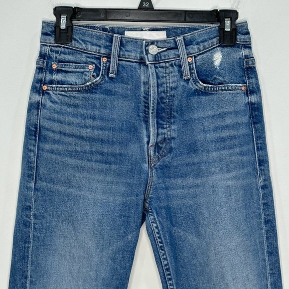 Mother The Tomcat Playing with Scissors Straight Leg Crop Distressed Jeans Sz 25 - Picture 7 of 16